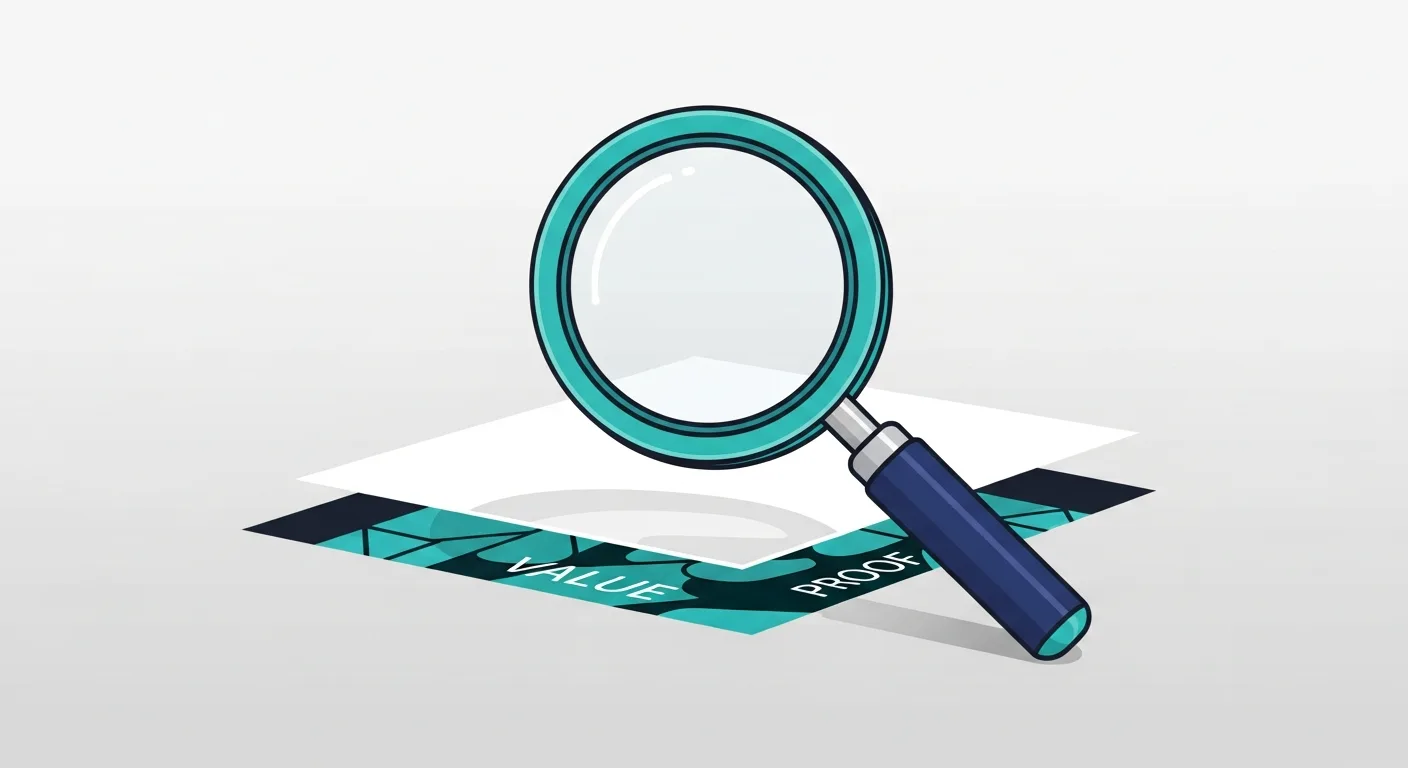 Illustration representing the proof gap concept, where hidden value remains invisible to buyers without concrete evidence